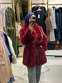 Bordo Premium Peluş Kürk