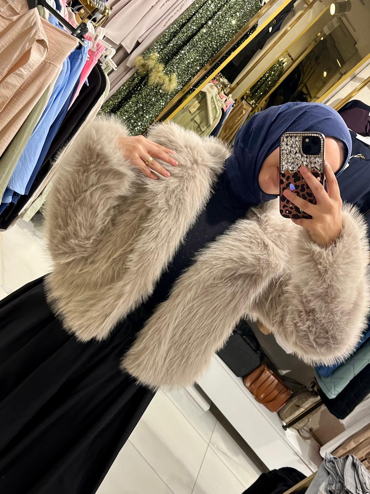 Mini Peluş Kürk -Açık Vizon